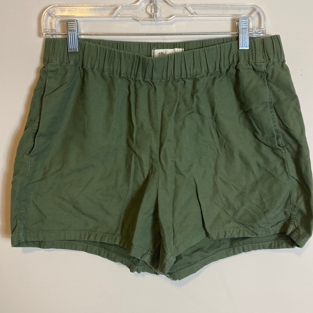 Madewell green pull on cotton shorts with pockets size Medium - Picture 2 of 6